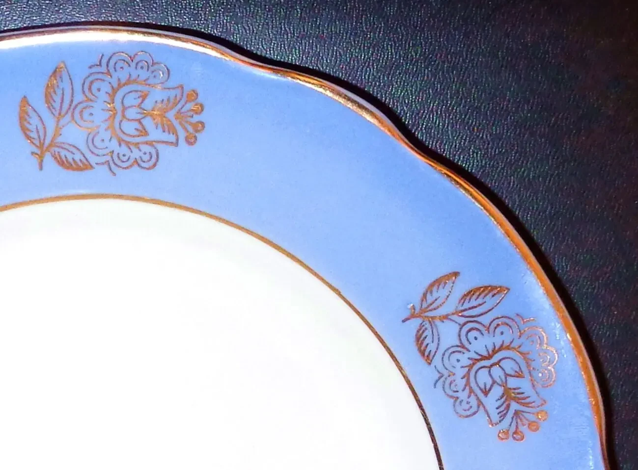 Очень редкая тарелка позолота синяя глазурь фарфор Коростень 2