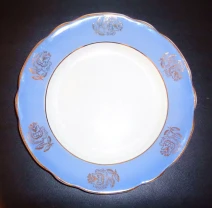 Очень редкая тарелка позолота синяя глазурь фарфор Коростень