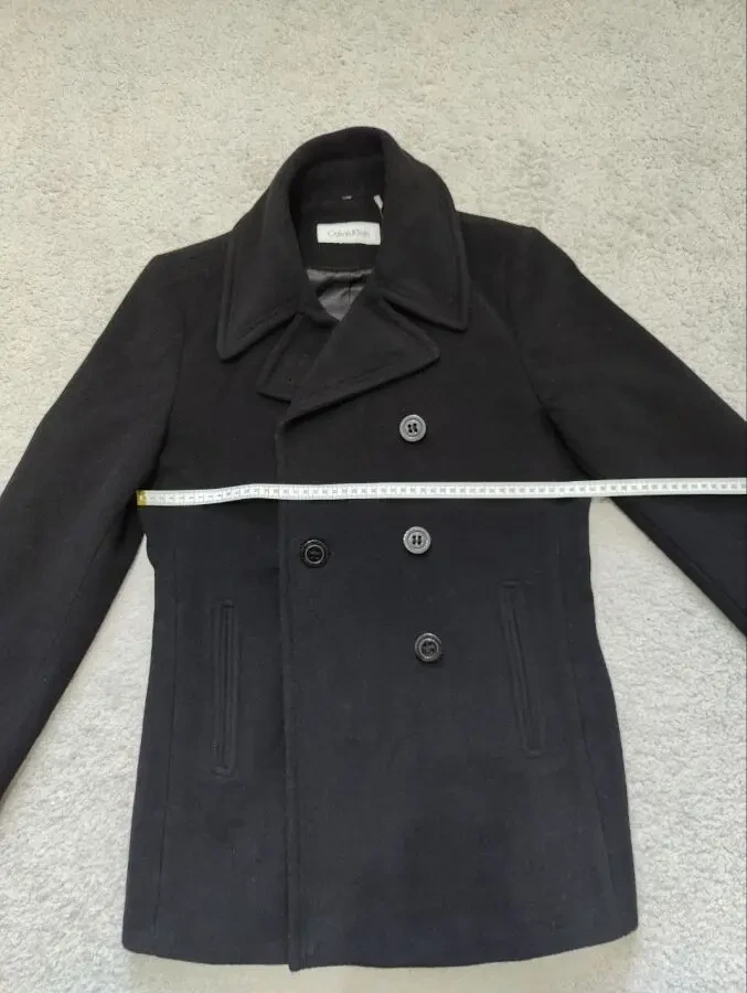 Оригінальне чорне двобортне пальто Calvin Klein з бірками 4