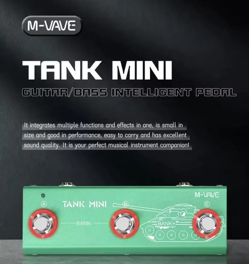 Блютуз гітарний та басовий процесор ефектів на аккумуляторі Tank mini 3