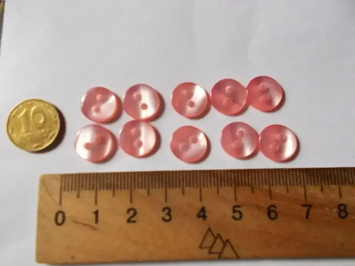 Пуговицы детские нежно-розовый перламутр 10 штук