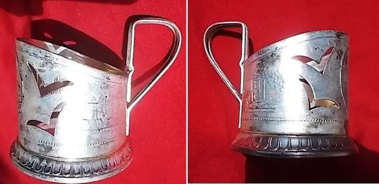 Подстаканник белый металл  раритет 8
