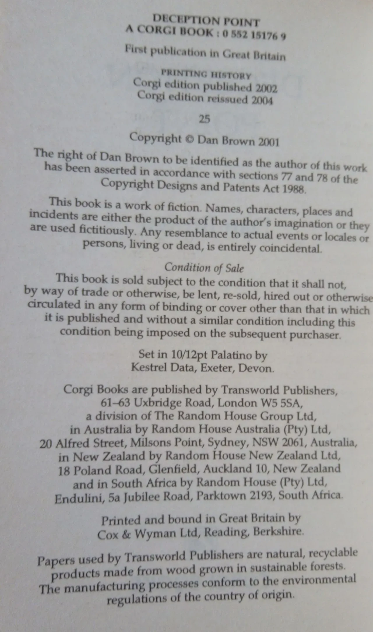 Deception Point Dan Brown English на Английском книга 4