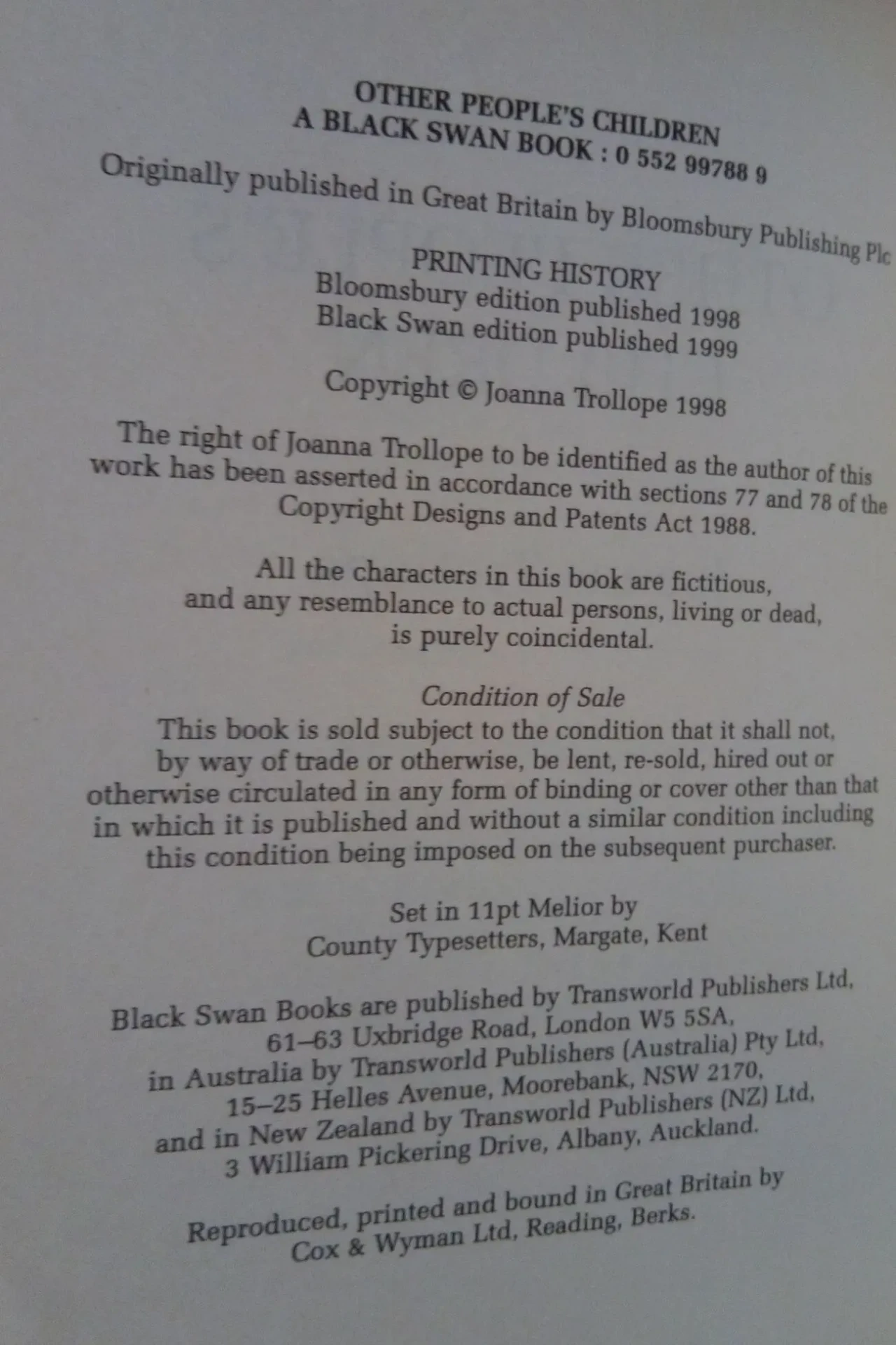 Other People's Children Joanna Trollope English на Английском книга 3