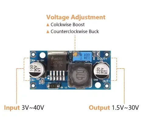 Модуль lm2596 понижуючий регулюємий dc-dc перетворювач 3