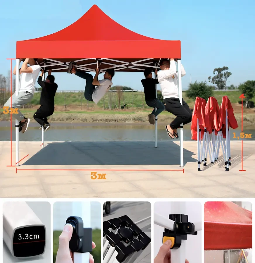 Садові альтанки, павільйони шатери гармошка 3х3 м PRO посилені тент 2