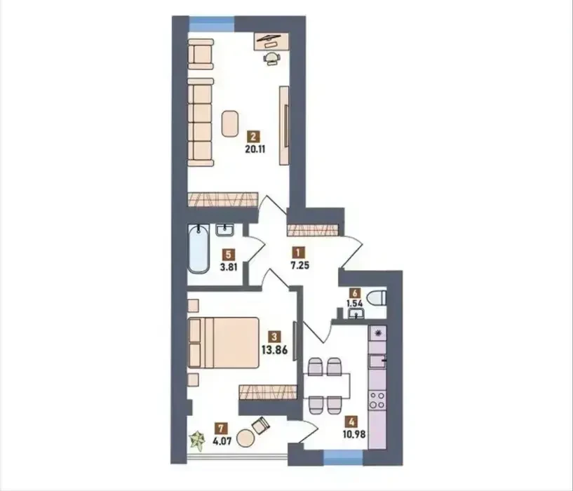 Простора 2-кімнатна квартира в ЖК Перший квартал, Липини 7