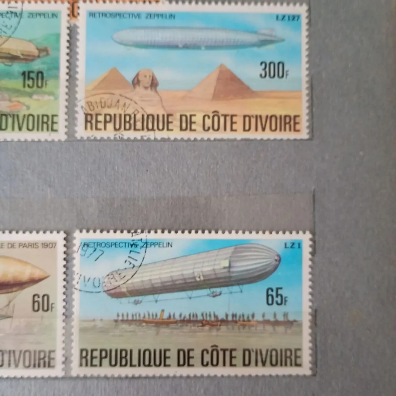 Почтовые марки - Дирижабли. Кот-д'Ивуар 1977 год. 4