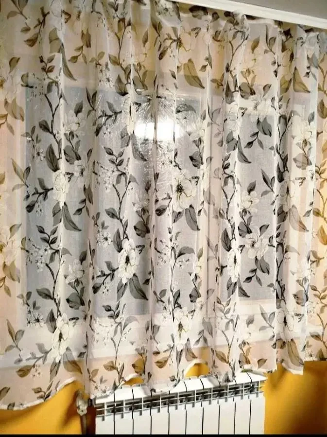 Тюль з квітами, коротка тюль на кухню 5