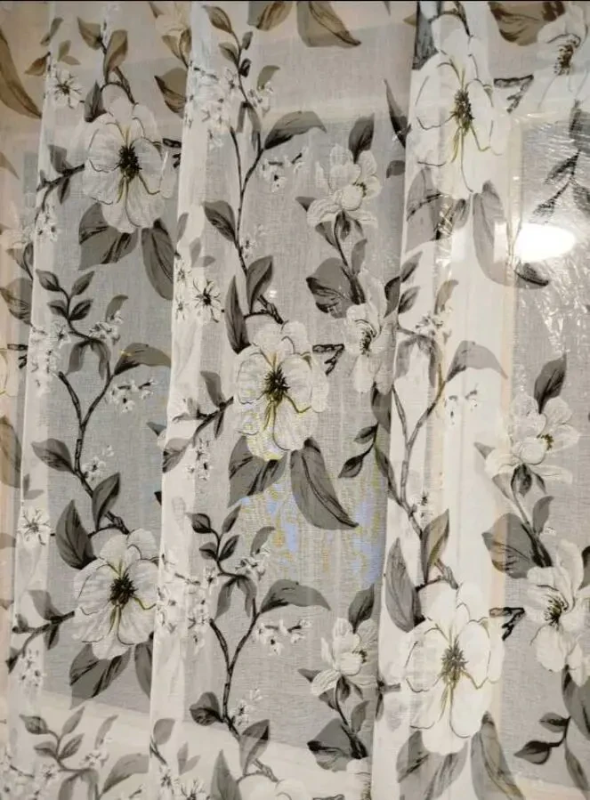 Тюль з квітами, коротка тюль на кухню 2