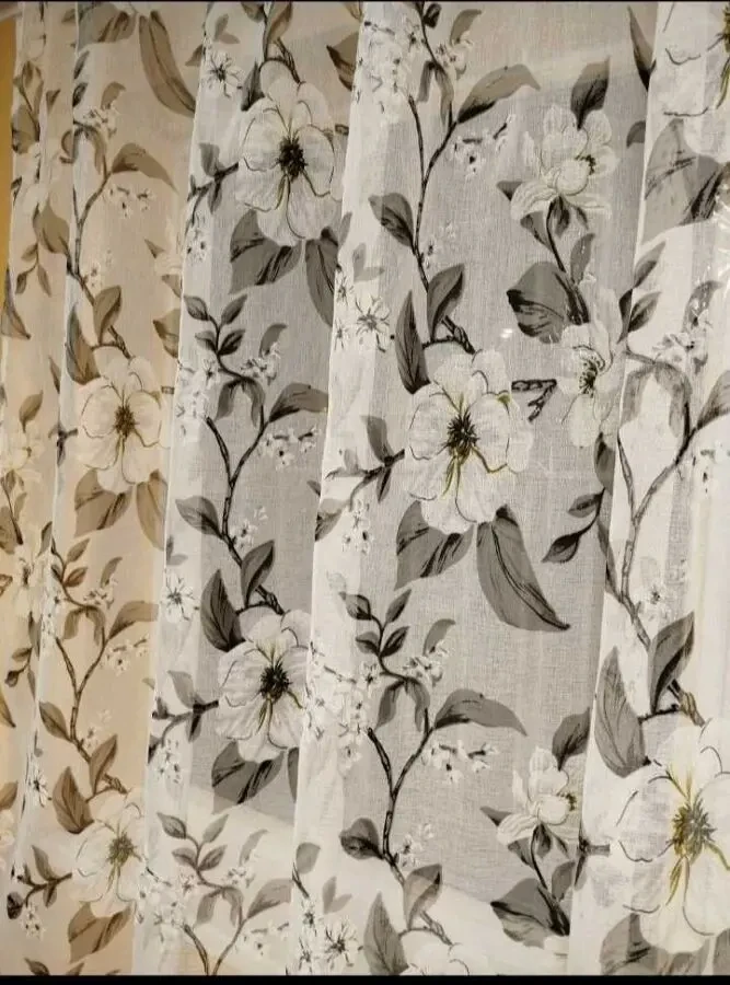 Тюль з квітами, коротка тюль на кухню 4