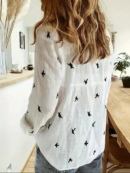 Жіноча сорочка з принтом птахів