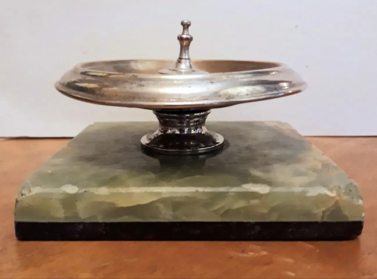 Редкая старинная пепельница тарелочка серебро мрамор Италия 3