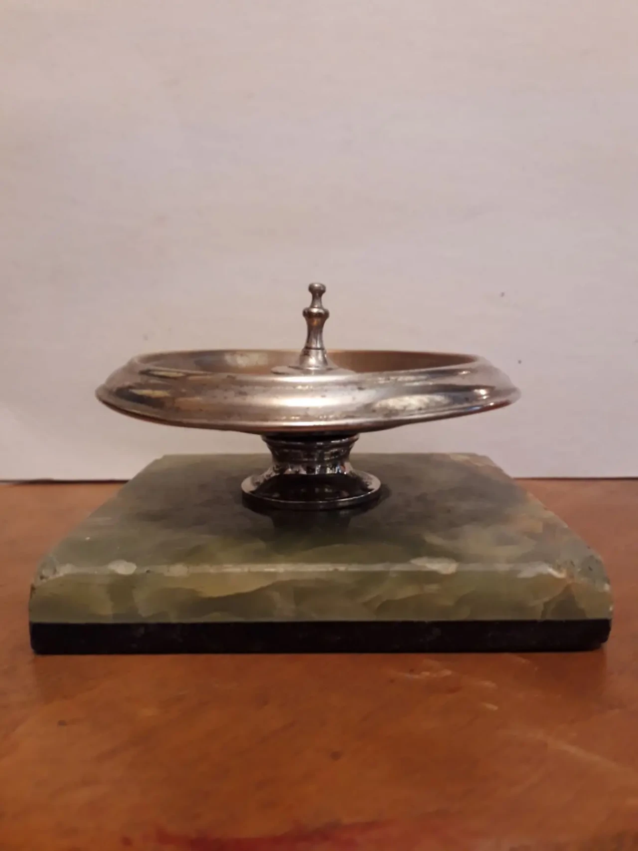 Редкая старинная пепельница тарелочка серебро мрамор Италия 2