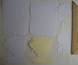 Для детского творчества вырубка картон свиток, подсолнух, чашка, перо