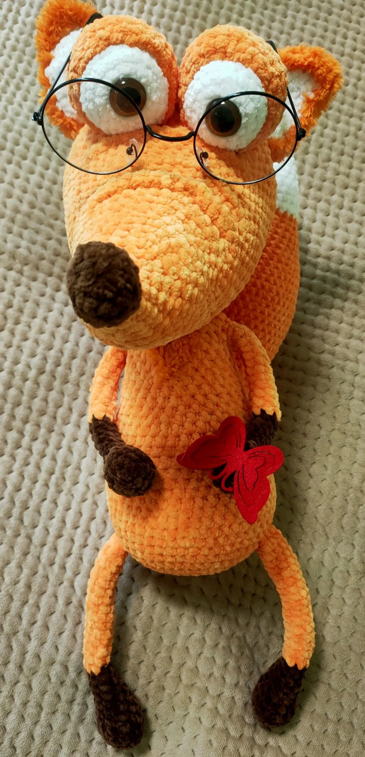 Іграшка  м'яка в'язана  помаранчева лисичка  ручна робота 5