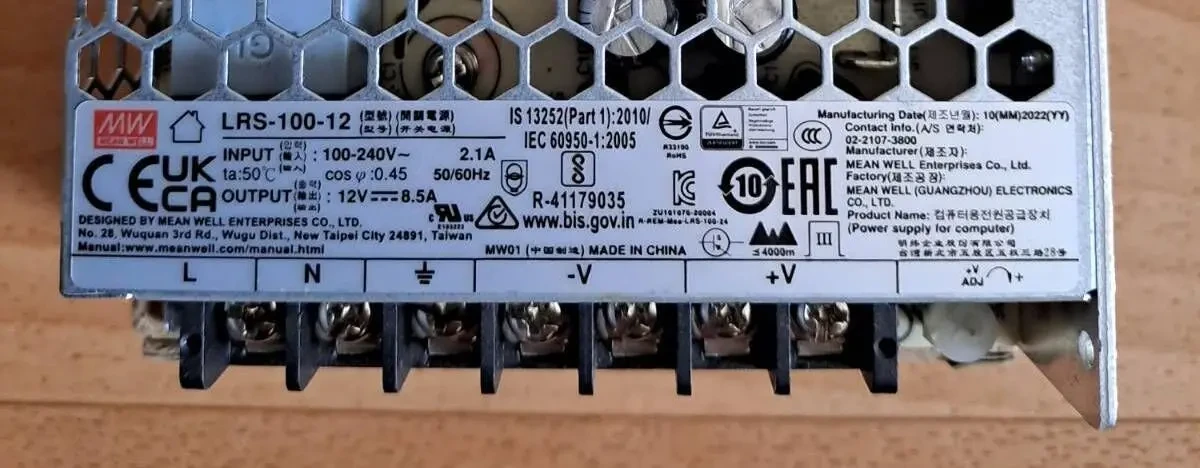 Блок живлення.Mean Well.12 В.8.5 А.LRS-100-12 2