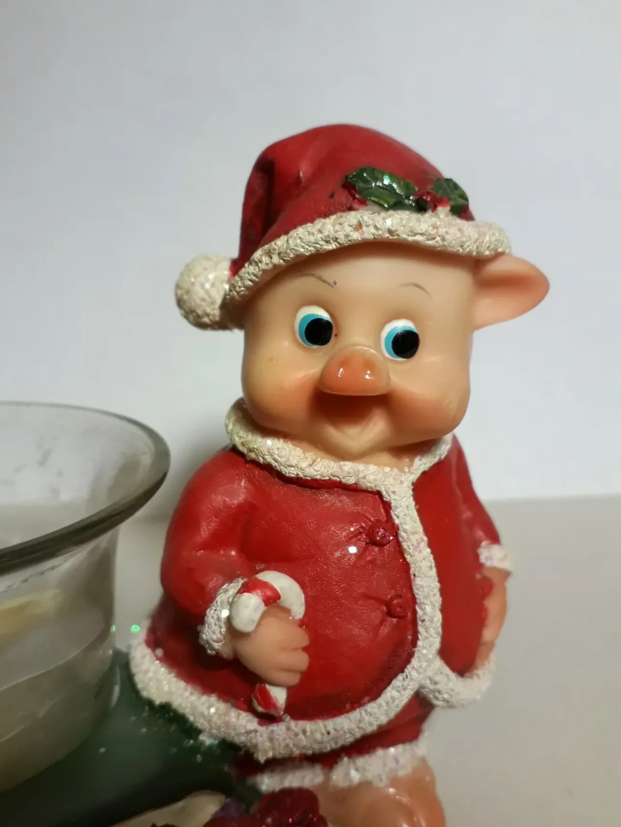 Новогодняя свеча подсвечник елочная игрушка кабанчик 5