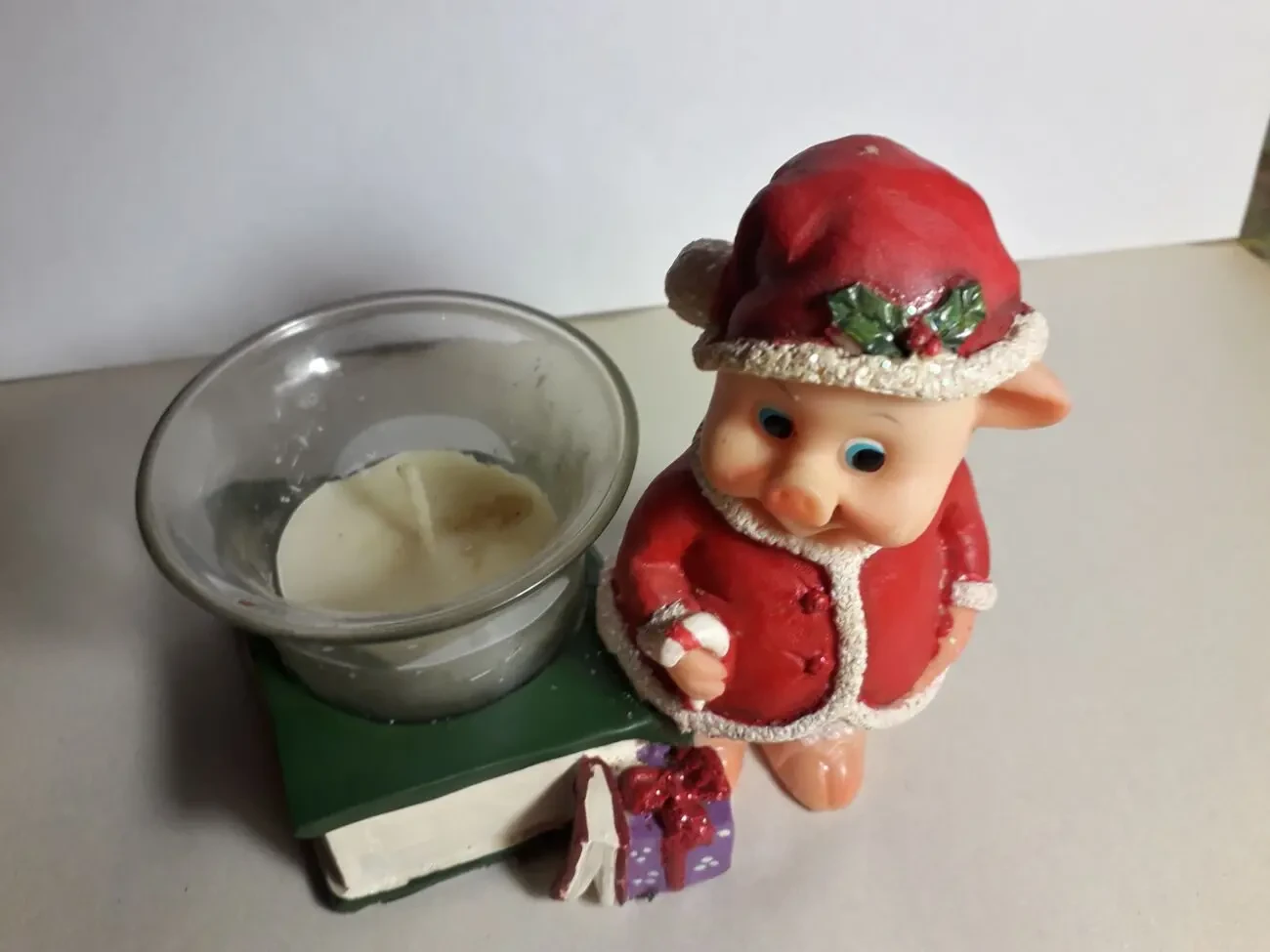 Новогодняя свеча подсвечник елочная игрушка кабанчик 4