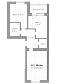 2К квартира 52,89 м2 Ірпінь