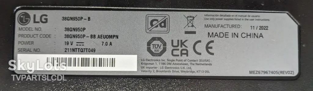 Новий Main Board EAX69120103 1.0 для монітора LG 38GN950 6