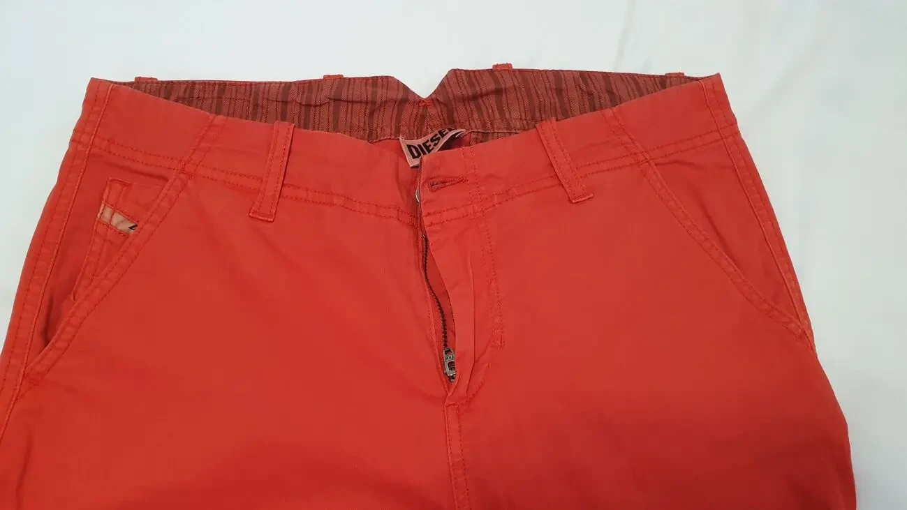 Яскраві вогняно-червоні стильні жіночі штани чінос Diesel 5