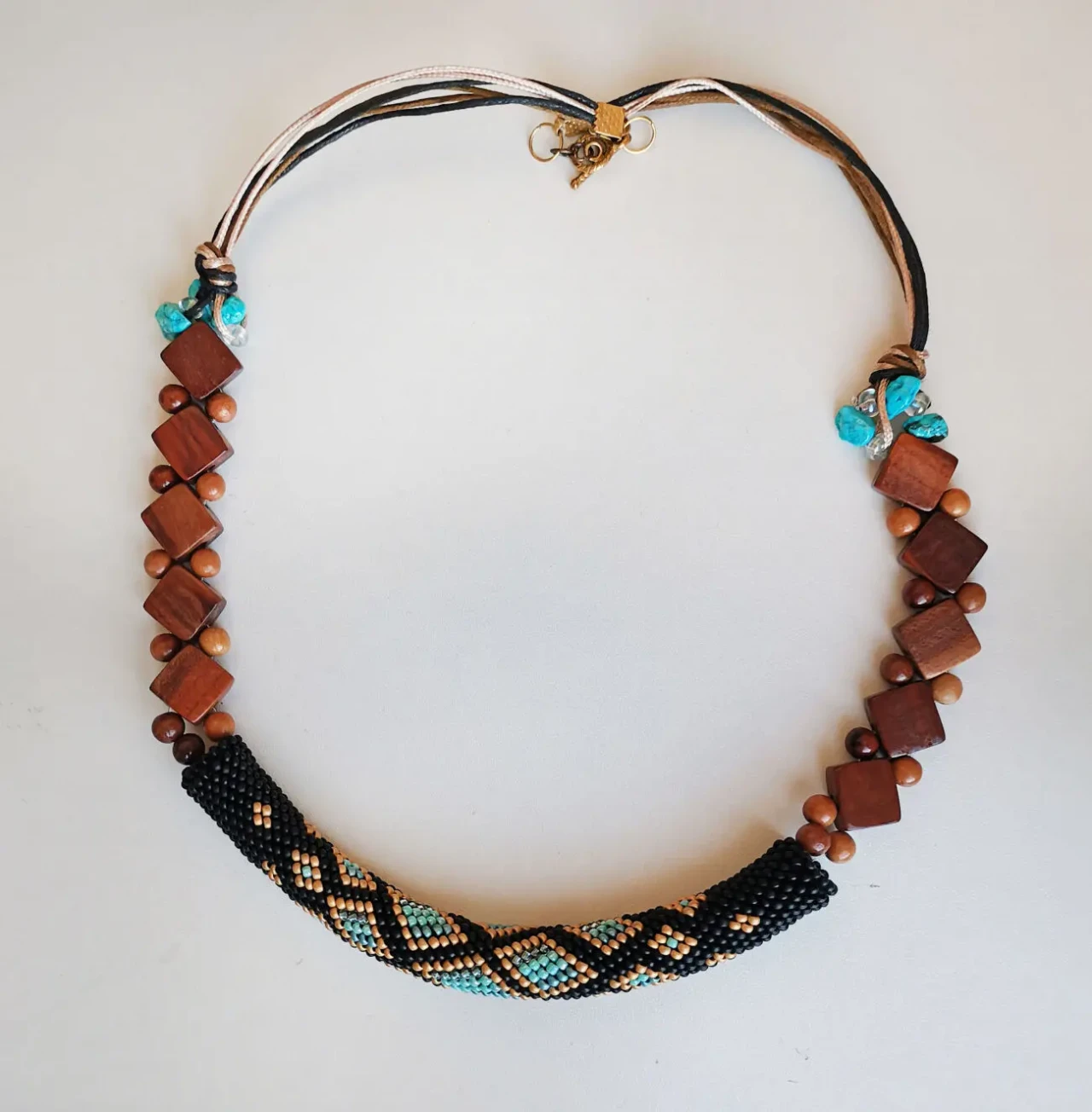 Прикраса із бісеру кольє-джгут Блюз