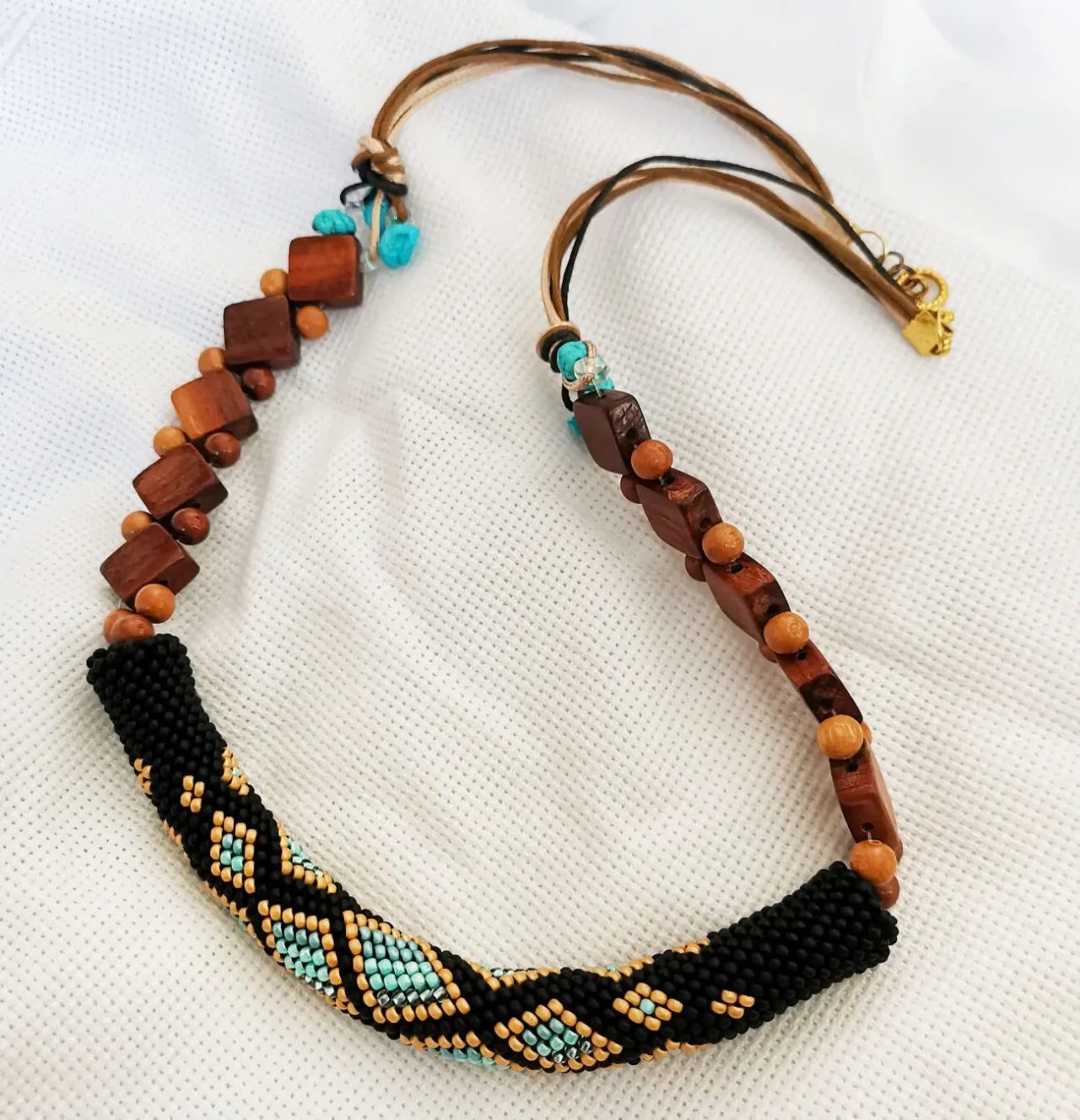 Прикраса із бісеру кольє-джгут Блюз 2