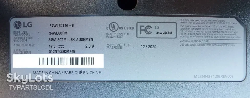 Main Board EAX68884702 1.0 для монітора LG 34WL60 6