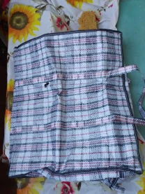 Сумка в клетку хозяйственная 48 см белая черная, на молнии, б у