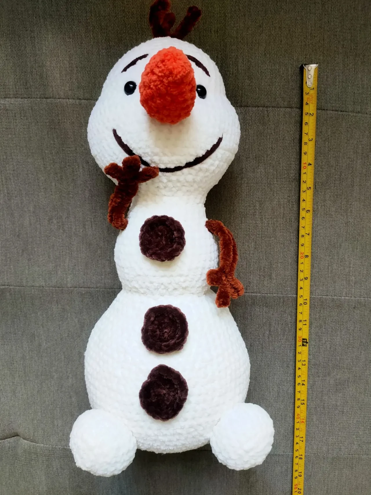 М'яка іграшка в'язана сніговик Олаф 45 см Холодне серце ручна робота 5
