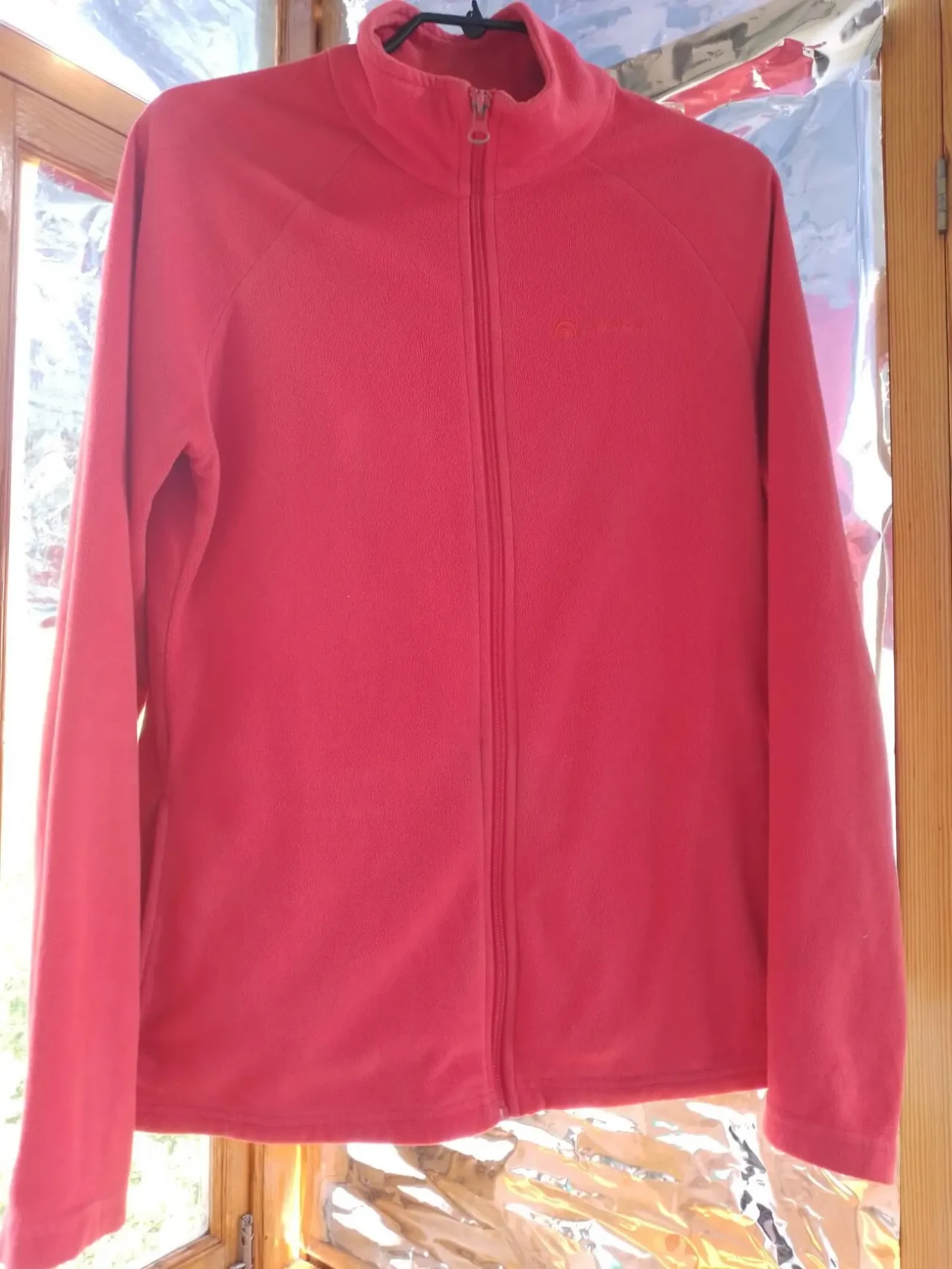 Свитер флис кофта м 12 розовый, под горло, реглан, молния, хлопок