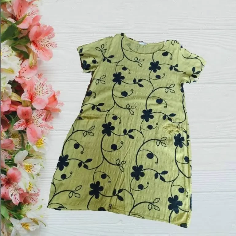 Итальянское красивое женское платье желтое хлопок на 50