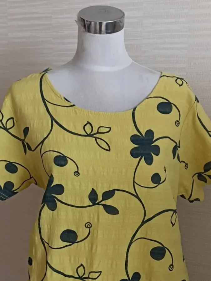 Итальянское красивое женское платье желтое хлопок на 50 3