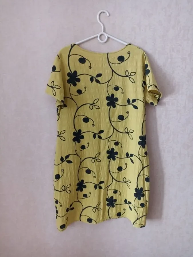 Итальянское красивое женское платье желтое хлопок на 50 7