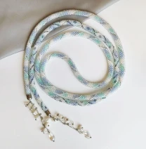 Прикраса із бісеру джгут-ларіат Перламутровий