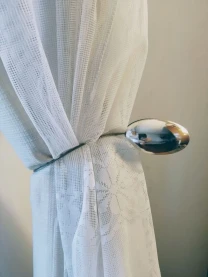 Подхват держатель штор магнит металл, серебристый, овал