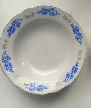 Набор тарелки тарелка столовая , суповая синий рисунок 5