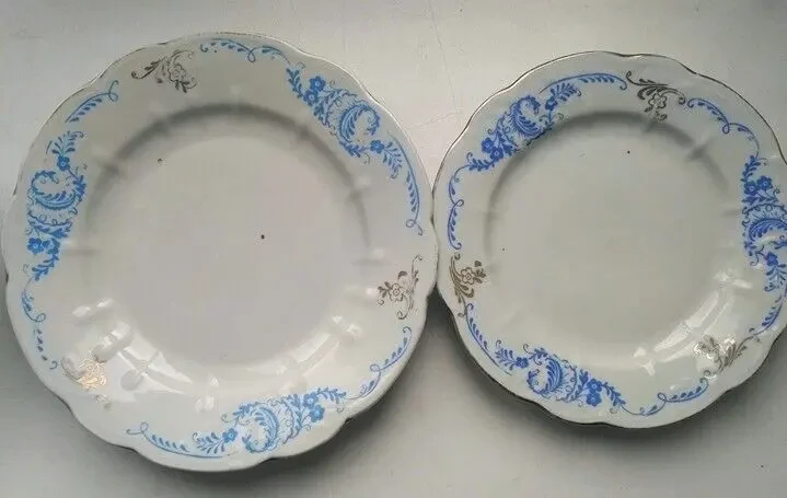 Набор тарелки тарелка столовая , суповая синий рисунок 7