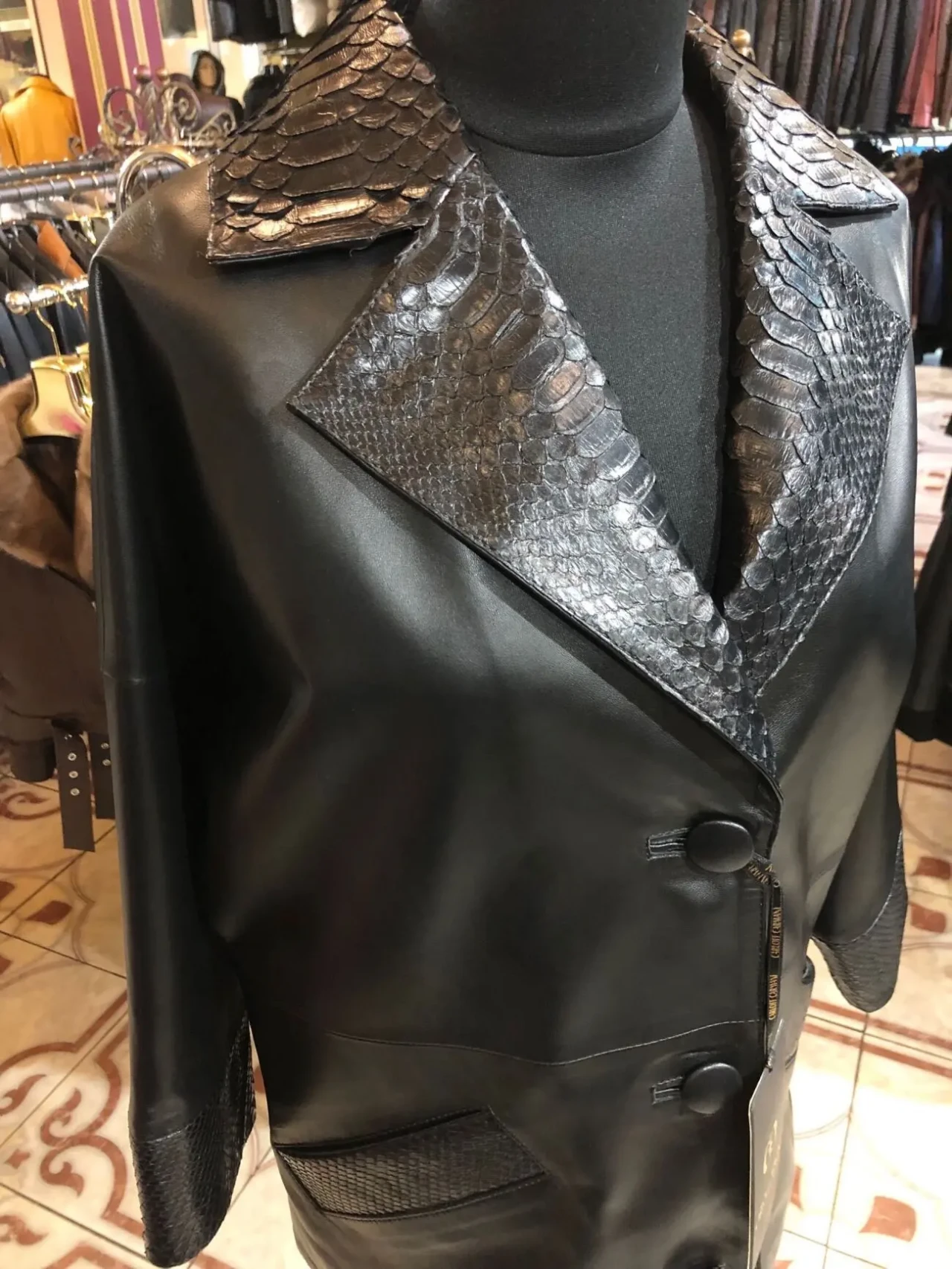 Піджак шкіряний,натуральна шкіра пітону 2