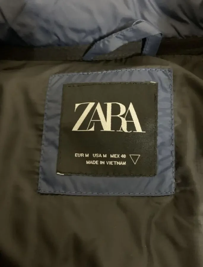 Куртка зимняя, курточка, пуховик мужская ZARA, зара, синего цвета 4