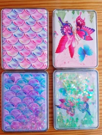 Зеркальце компактное карманное двойное. увеличение, бабочки, русалка