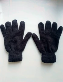 Перчатки черные теплые большие вязаные тянутся универсаьные м. ж.
