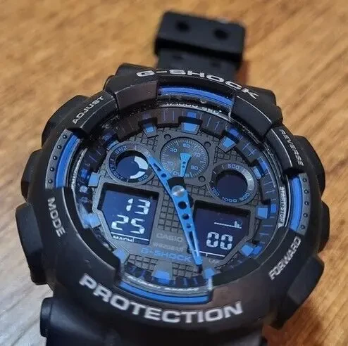 Casio G-Shock GA 100-1A2ER Black/ Blue как новые