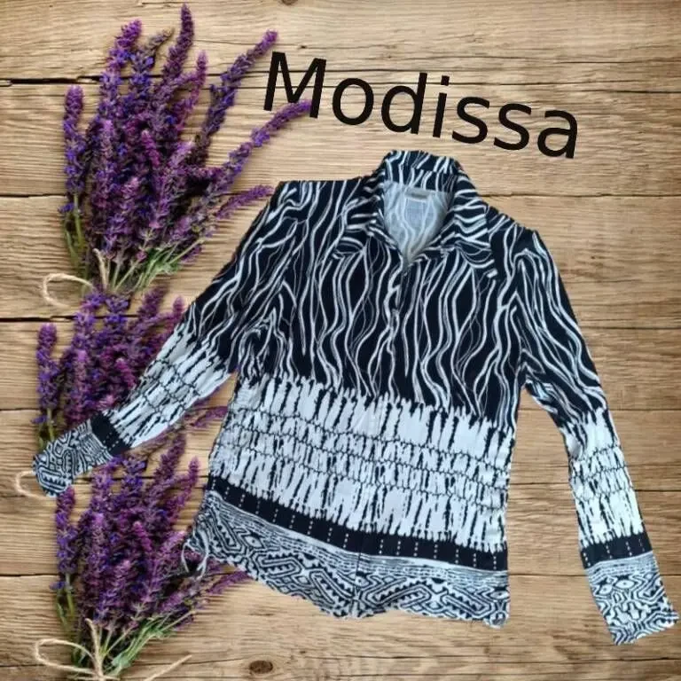 Modissa Красивая трикотажная женская блузка длинный рукав на замке 2