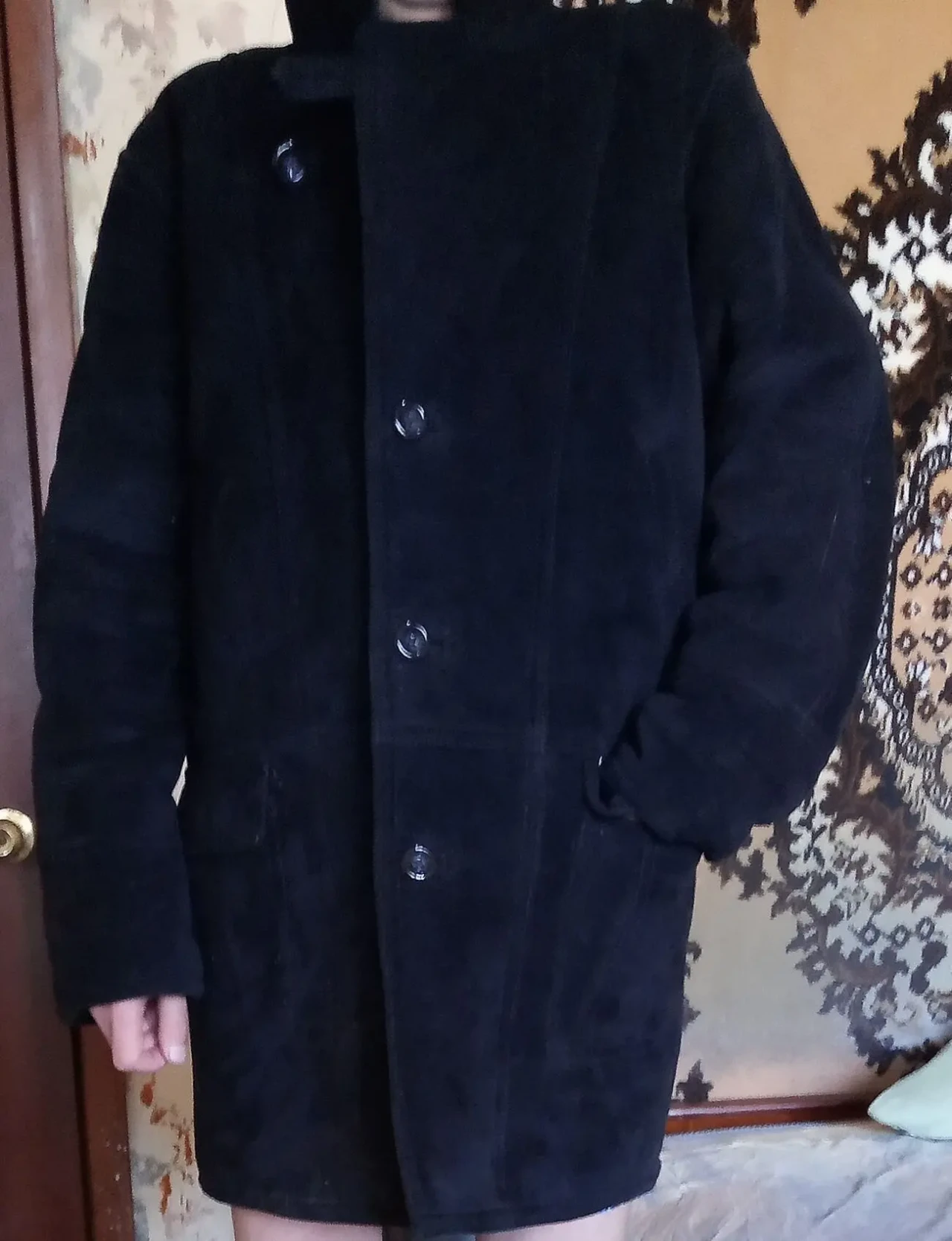 стильная мужская зимняя дубленка  большого размера XL54