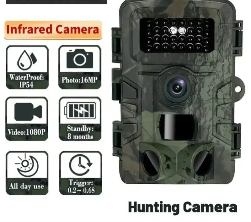 Нагрудная охотничья боди камера Фотоловушка с экраном и ночным виденье