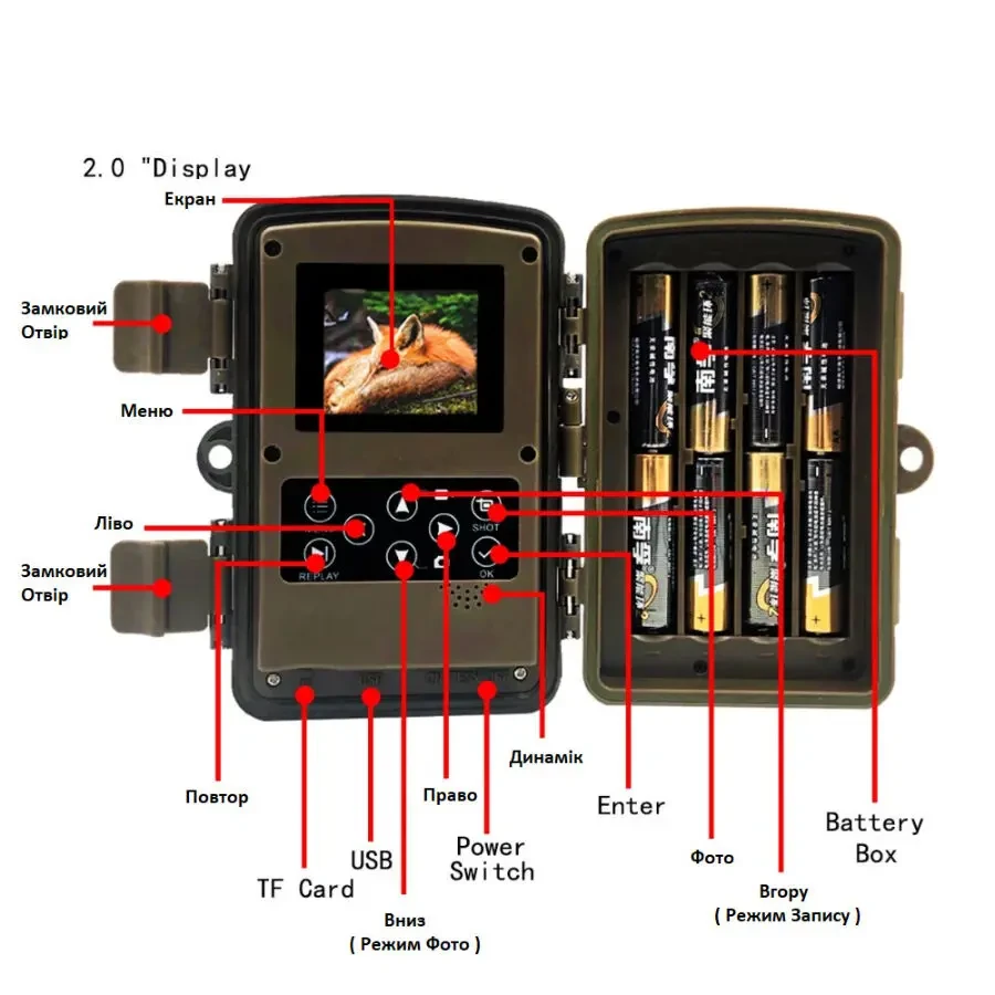 Нагрудная охотничья боди камера Фотоловушка с экраном и ночным виденье 8