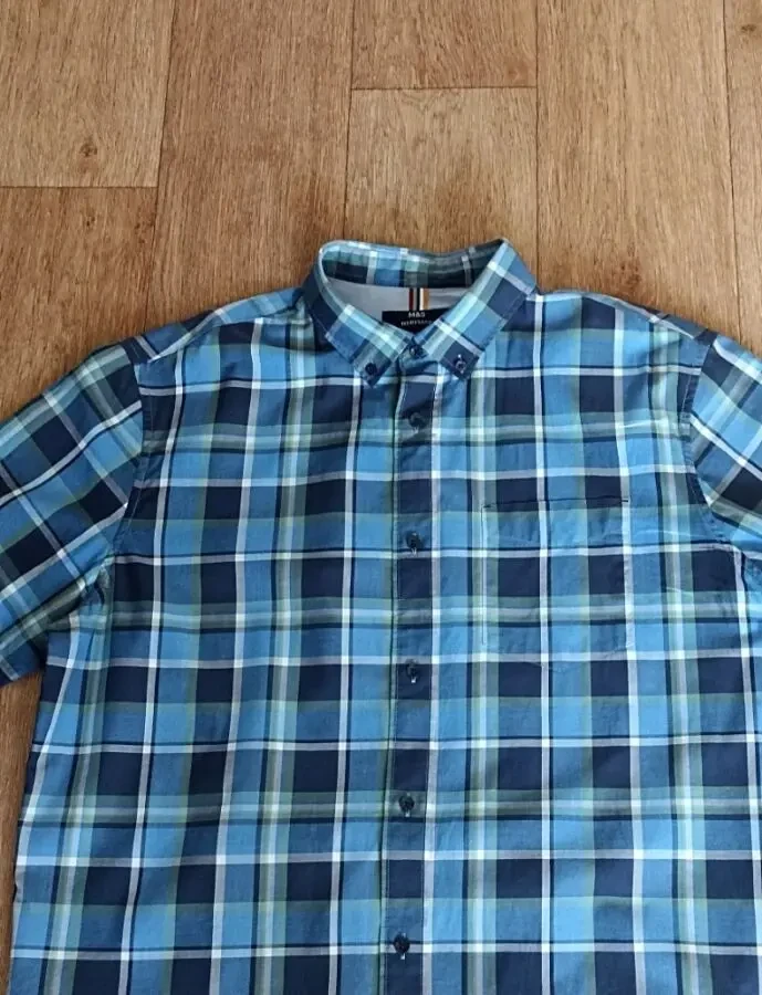 Marks Spencer  Красивая мужская рубашка короткий рукав XL 7