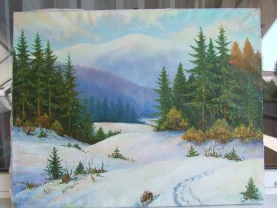 Закарпатская школа Бубелени С к.м. раз. 70 х 55 см. 1990 гг. Ужгород .